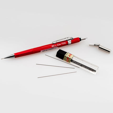 Pentel Sharp Mechanical Pencil, (0.5mm), Metallic Red Barrel, Box of 12 (P205MB)