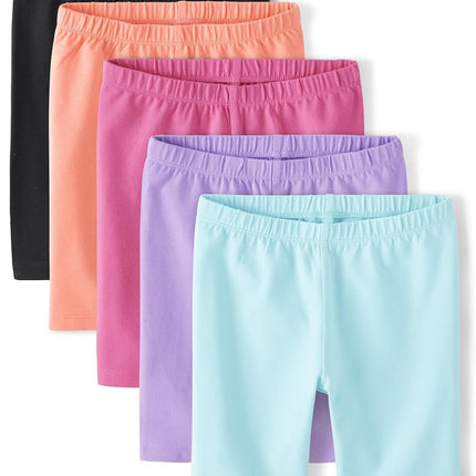 Lot de 5 shorts cyclistes unis pour filles The Children's Place, noir/orange/rose/violet/turquoise, taille très petit