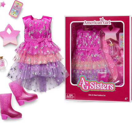 American Girl, AG Sisters Glitz & Glam Doll Clothes Fashion Set for 14.5" Dolls 7 Pieces for Ages 4+