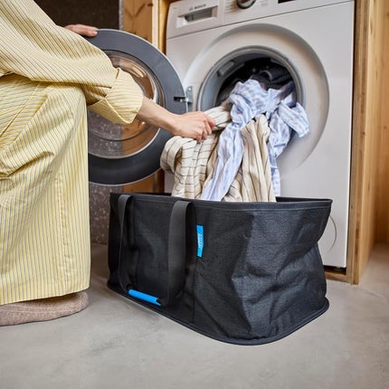 Joseph Joseph Hold-All, Collapsible 35L Washing laundry basket bag, durable fabric, moisture resistant - Carbon Black