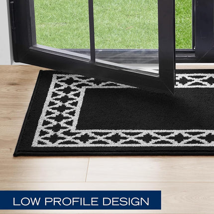 Nautica – Runner Rug | Indoor Runners for Hallways and Entry Rugs| Non-Slip and Non-Skid Entry and Kitchen Door Mat| Machine Washable Entryway Carpet Rugs | 2'6" x 10' | Trellis Black
