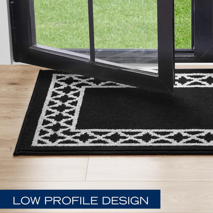 Nautica – Runner Rug | Indoor Runners for Hallways and Entry Rugs| Non-Slip and Non-Skid Entry and Kitchen Door Mat| Machine Washable Entryway Carpet Rugs | 2'2" x 3'9" | Trellis Black