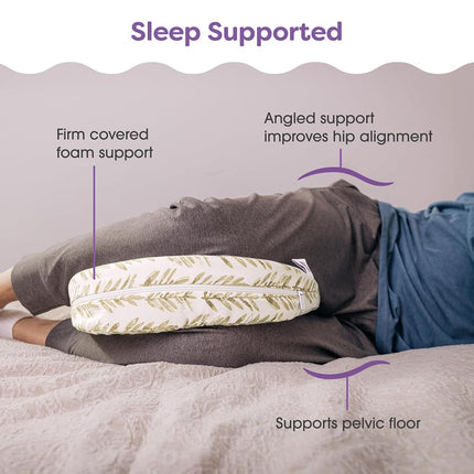 Boppy Pregnancy Wedge Pillow with Removable Jersey Pillow Cover, Taupe Grassland, Firm, Compact Support, Prenatal and Postnatal Positioning
