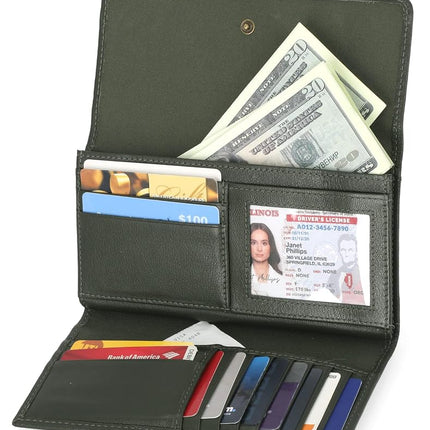 Timberland Women's Leather RFID Flap Wallet Clutch Organizer, Grape Leaf, One Size