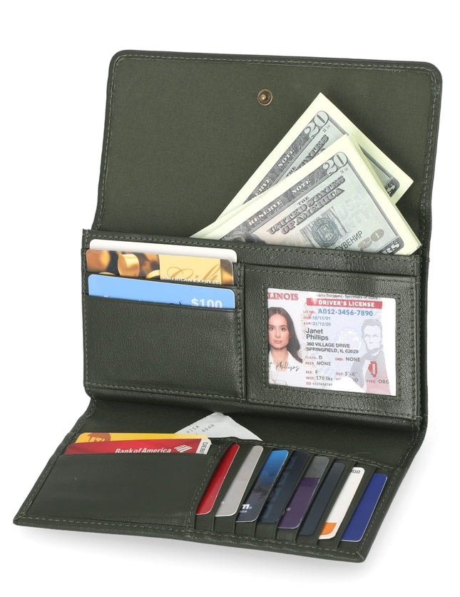 Timberland Women's Leather RFID Flap Wallet Clutch Organizer, Grape Leaf, One Size
