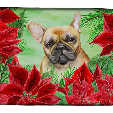 Caroline's Treasures CK1336DDM French Bulldog Poinsettas Dish Drying Mat, 14 x 21", multicolor