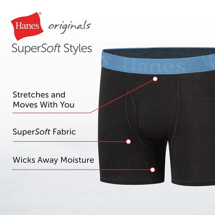 Hanes Ultimate Originals Ultimate Supersoft Boys' Boxer Brief Underwear, Assorted, 5-Pack, Black 5-Pack, Small