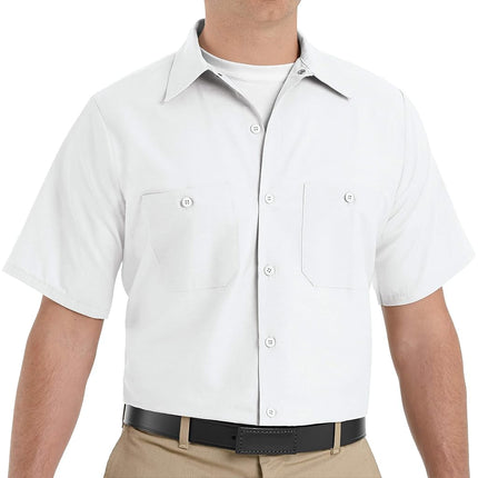 Red Kap Men's Industrial Work Shirt, Regular Fit, Short Sleeve, White, XXL