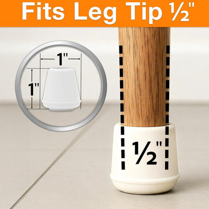 Shepherd Hardware 8751E 1/2-Inch Inside Diameter Rubber Chair Leg Tips, 24-Pack, White