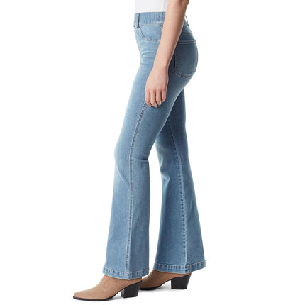 Gloria Vanderbilt Women's Shape Effect Pull on High Rise Flare Jean Standard, Sonoma Valley-Whiskers, 10