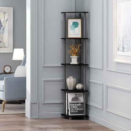 Furinno TURN-N-TUBE 5-Tier Corner Shelf, Bookcase, Black