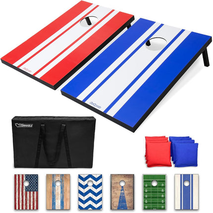 GoSports 3 x 2 ft Football Design Cornhole Game Set - Includes Two 3 x 2 ft Boards, 8 Bean Bags, and Carry Case