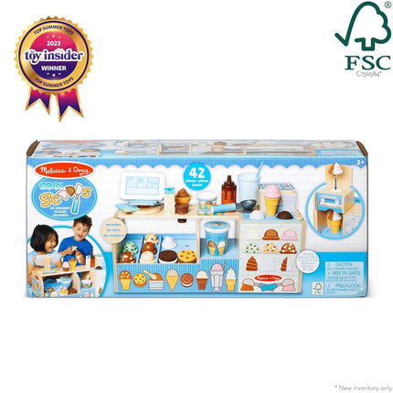 Melissa & Doug Wooden Cool Scoops Ice Creamer | Pretend Shop & Kitchen Role Play Toy for Kids | Age 3+ - FSC Certified