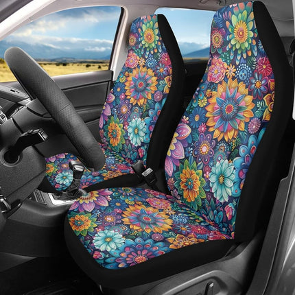 TOADDMOS Car Seat Covers Universal Fit Most Vehicles Boho Floral Blossoms 2 Packs Automotive Interior Accessories Fits Most Cars, Sedans, Vans, Trucks