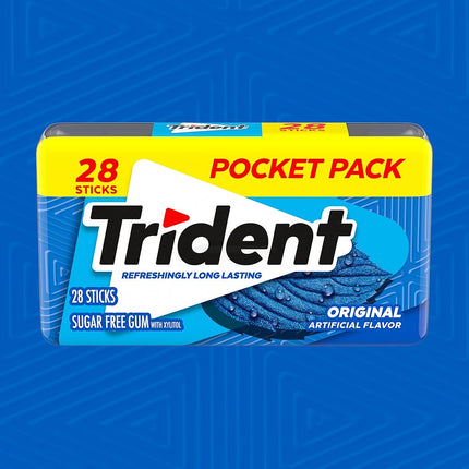 Chicle sin azúcar Trident Original Flavor, 6 paquetes de bolsillo de 28 unidades (168 unidades en total)