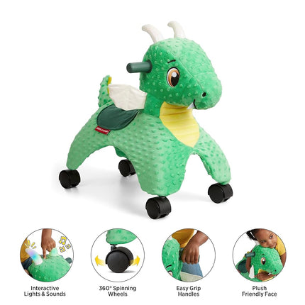 Radio Flyer Jade The Magical Dragon with Interactive Lights and Sounds, Ride On Toy for Toddlers Ages 1-3, Green Dragon Toy for Kids