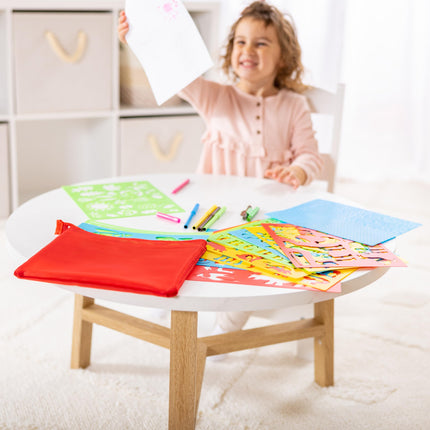 Melissa & Doug Created by Me! Stencil Art Coloring Activity Kit in Storage Pouch -- 170+ Designs, 6 Markers, 2 Crayons, Paper