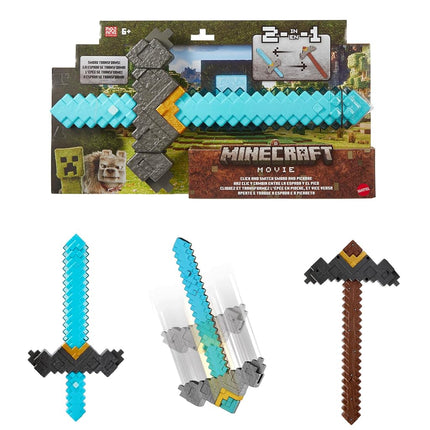 ​Mattel Minecraft Sword and Pickaxe 2-in-1 Toy, Bu