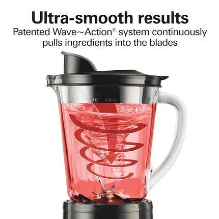 Hamilton Beach Wave Crusher Multi-Function Blender for Smoothies, Shakes & Ice Crush, 700 Watts, 40 oz Glass Jar, 14 Functions, Black, 54220G