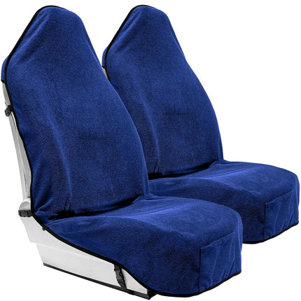 Season Guard Terry Cloth Sweat Towel Seat Cover; Carseat Towel Protector; Great for Gym Workout; Waterproof; Universal Fit for Car SUV Van Truck; EZ fit; Non Slip Grip; Machine Washable; 2pc Blue