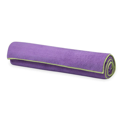 Gaiam Stay Put Yoga Towel Mat Size Yoga Mat Towel (Fits Over Standard Size Yoga Mat - 68" L x 24" W), Purple