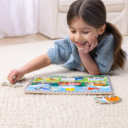 Melissa & Doug - 1874 - Rompecabezas - Instalación - Vehículos, Blanco.,Talla única