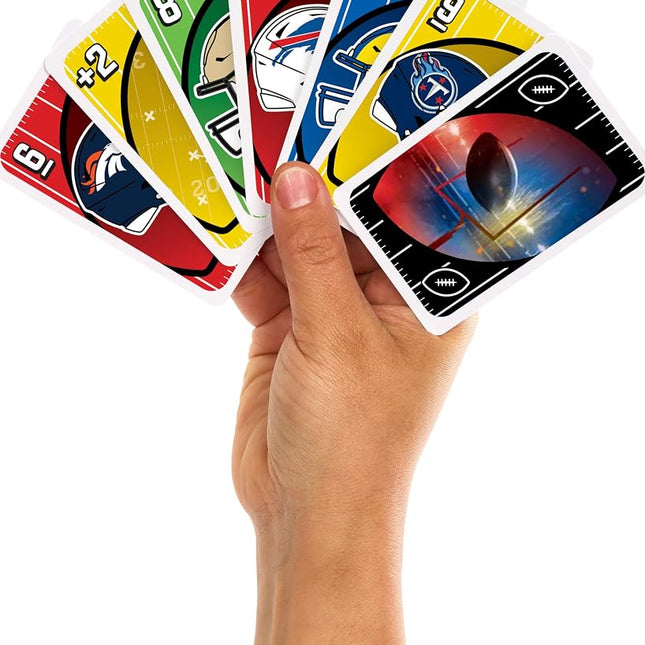 Mattel Games UNO NFL Card Game in Storage Tin Box for Kids, Adults, Parties & Travel with NFL Team Logos & Special Rule (Amazon Exclusive)