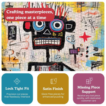 Cross & Glory – Neon Robot Rhapsody – 1000 Piece Jigsaw Puzzle for Adults | Abstract Neo-Expressionism Art | Luminous Yellow Highlights | Premium Quality | Vibrant Colours