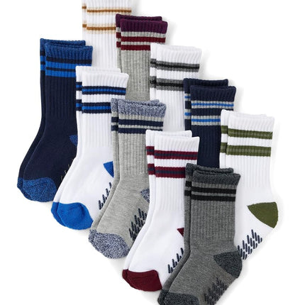 Lot de 10 paires de chaussettes athlétiques assorties The Children's Place pour bébé garçon et enfant en bas âge, multicolores, 6-12 mois