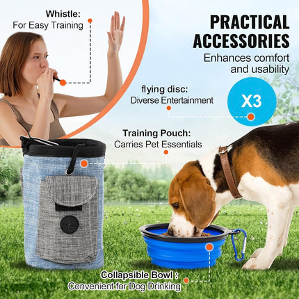 VEVOR Dog Agility Training Equipment, 7 PCS Set Upgrade w/Adjustable High Hurdles,6 Weave Poles,2 Tunnels,Jump Ring,Pause Box, Whistle,Foldable Bowl,Puppy Obstacle Course Kit w/ 3 Bags