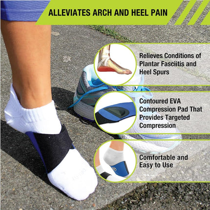 Pro-Tec Arch Premium, Arch Support, Compression Brace, Pain Relief, Foot Support, Heel Spur, Adjustable, Men & Women, Plantar Fasciitis Pain Relief, Easy to Use, Working Out
