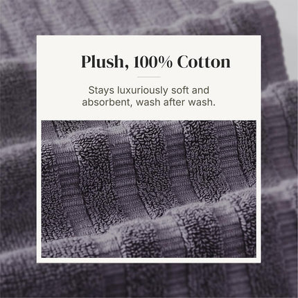 Amrapur Pacific Coast Textiles 6 Pc Yarn Dyed Towel Oxford Gray Lavender, 6-Piece