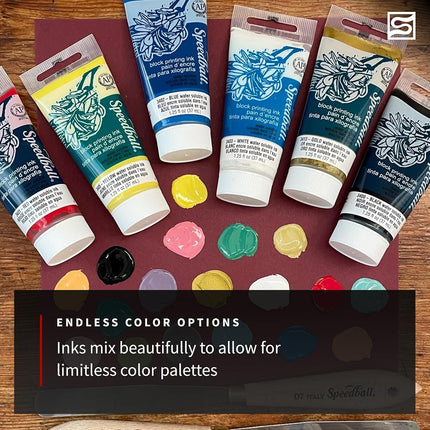 Speedball 75ml 2.5oz Water-Soluble Block Ink White, For Block Printing, Lino Printing, Screen Printing, For Artists Kit