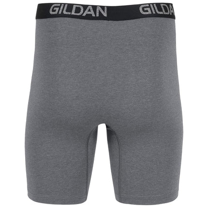 Gildan Men's Cotton Stretch Boxer Brief, Multipack, Black Soot/Heather Dark Grey/Green Midnight (Pack of 4, Long Leg), XL