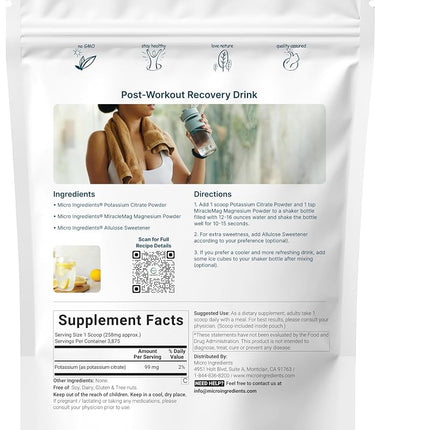 US Origin Potassium Citrate Powder, 1 KG (35 Ounce) | Essential Hydration Electrolyte Supplement | Vegan Friendly