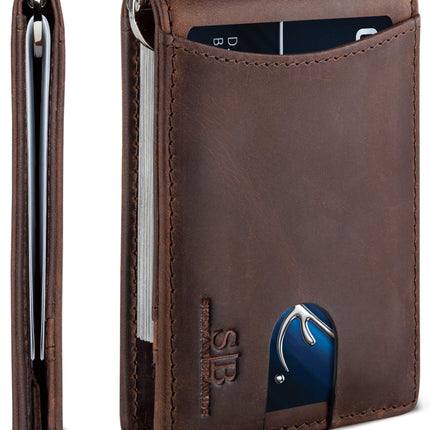 SERMAN Brands RFID Blocking Slim Bifold Genuine Le