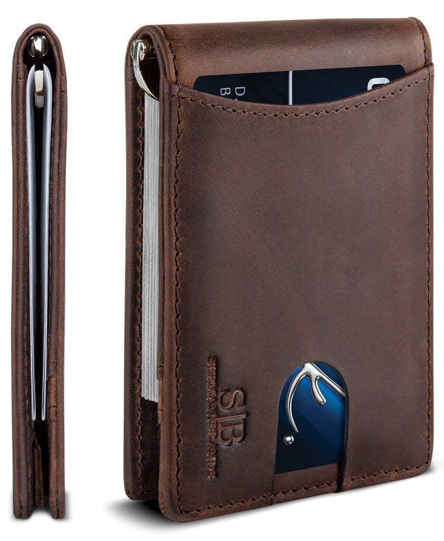 SERMAN Brands RFID Blocking Slim Bifold Genuine Le