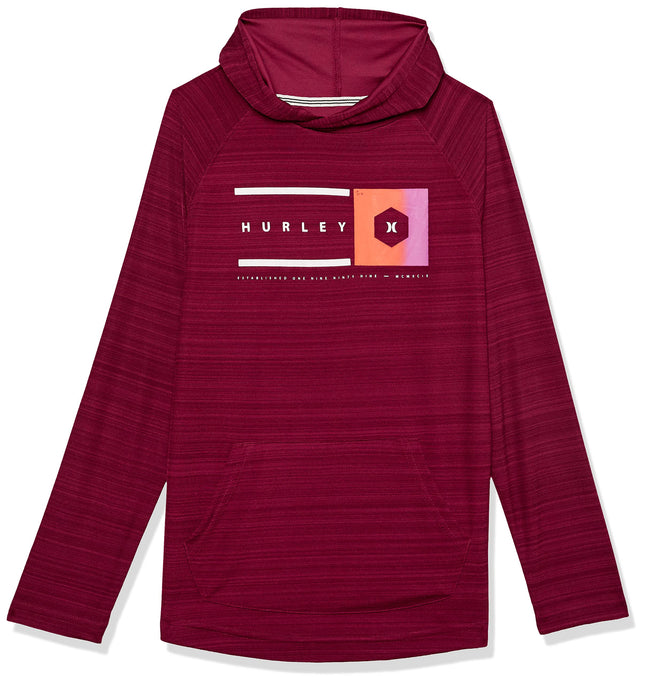 Hurley Boys' Long Sleeve Hooded T-Shirt, Beetroot 
