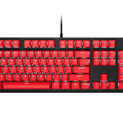 Kit de modification de touches Corsair PBT Double-Shot PRO – Touches PBT double injection – Rouge origine – Rangée inférieure standard – Surface texturée – Parois de 1,5 mm d'épaisseur – Amortisseurs toriques