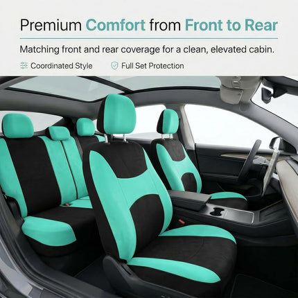 FH Group FB030MINT115 Universal Fit Full Set Mint Automotive Seat Covers fits most Cars, SUVs, and Trucks (Side Airbag Compatible with Split Bench)