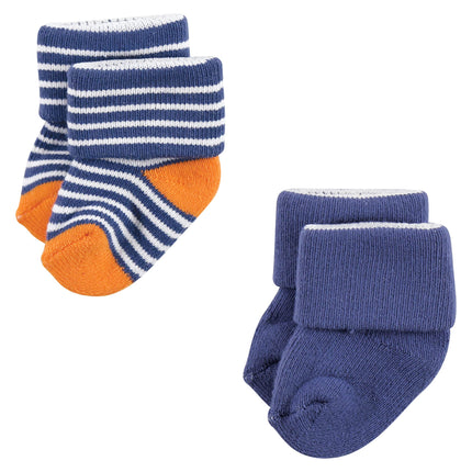 Luvable Friends Baby, Orange Blue Aztec, Unisex Newborn Terry Socks, 6-12 Months, (Pack of 12)