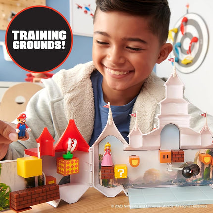 Super Mario Bros. Movie Mushroom Kingdom Castle Playset � Includes 1.25� Mario & Princess Peach Mini Figures � Interactive Movie Training Grounds � Ages 3+
