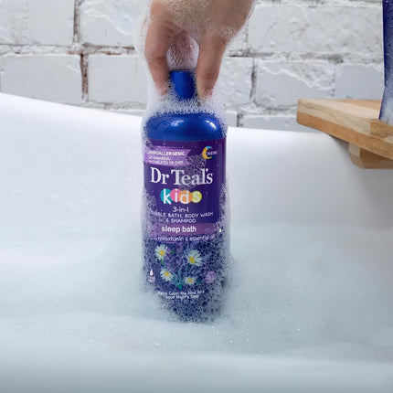 Dr Teal's Kids 3-in-1 Bubble Bath, Body Wash & Shampoo, Sleep Blend with Melatonin, Lavender & Chamomile Essential Oil, 20 fl (Pack of 3)