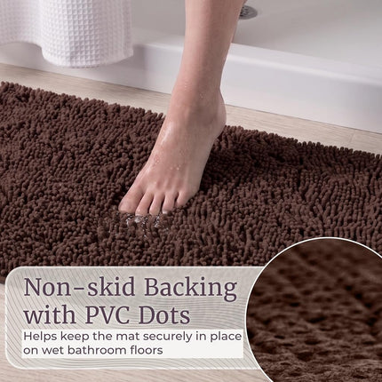 Bedford Home Memory Foam Shag Bath Mat 2-Feet by 5-Feet, Chocolate