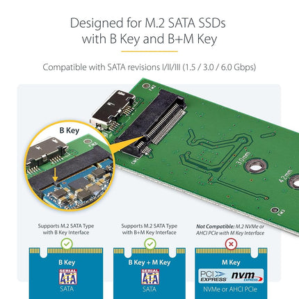 StarTech M.2 SATA SSD Enclosure, USB 3.1 10Gbps, Aluminium (SM21BMU31C3)