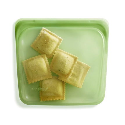 Bolsa de almacenamiento reutilizable de silicona Stasher, sándwich (verde) | Contenedor para guardar alimentos | Para almuerzo, viajes, maquillaje, bolsa de gimnasio, congelador, horno, estufa