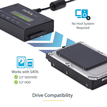 StarTech 1:1 2.5/3.5in SATA Duplicator Eraser, 14GB/min, Copier (SATDUP11)