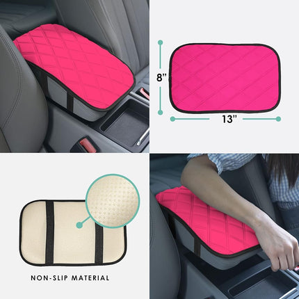 FH Group FH1053PINKDM-AVC Diamond Pattern Neosupreme Center Console Pad Water-Resistant Black Seat Box Cover Protector fits Most Cars, SUVs, and Trucks