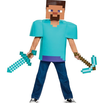 Minecraft Steve Costume for Boys, Halloween Costumes For Boys Size L