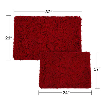 Bedford Home 2-Piece Memory Foam Shag Bath Mat Set, Burgundy